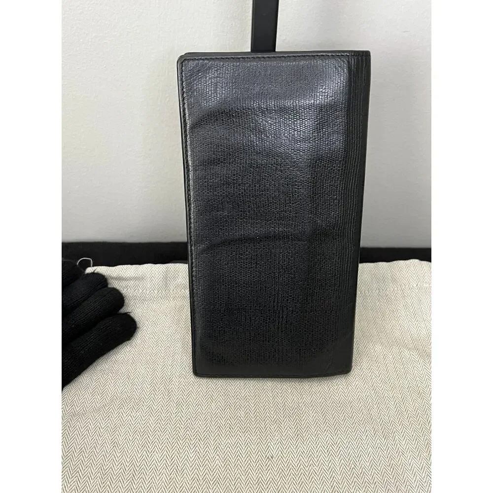 Saint Laurent YSL Black Grained Leather Continental Wallet Entrupy Auth